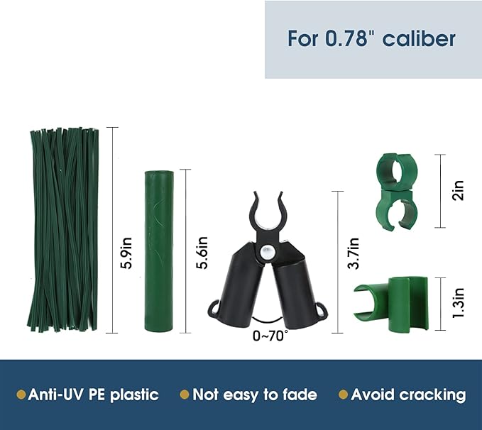 Adjustable Plant Trellis Connectors, Plastic Garden Stakes Clips for 0.78 inch Diameter Poles Connecting Joints for Tomato Cage Cucumber Teepee Climbing Plants Frame