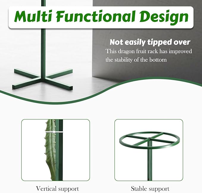 62" Round Metal Dragon Fruit Trellis，Adjustable Dragon Fruit Plant Trellis for Vertical Gardening and Climbing Plants Trees Cactus Garden Outdoor Indoor Potted Support Green