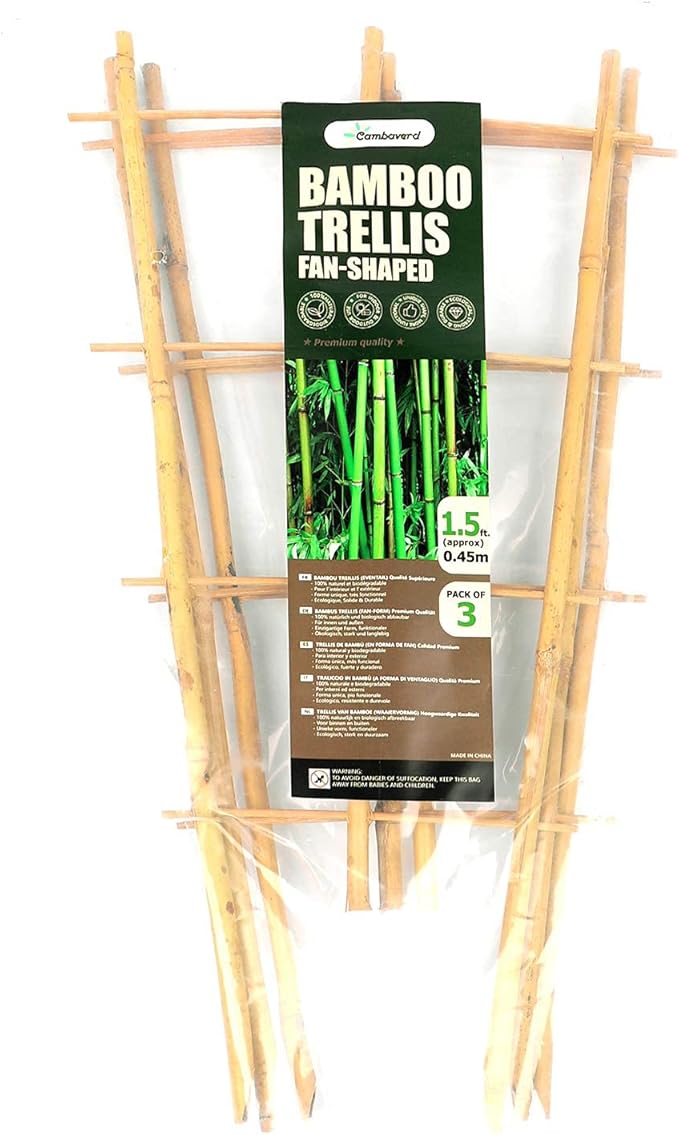 Trellis for Climbing Plants Indoor Outdoor, Natural Bamboo Trellis 24 Inch, 3 Pack Garden Trellis for Potted Plants, Ivy, Monstera, Houseplants