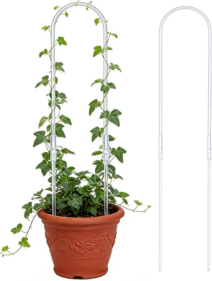 4 Pack U-Shaped Clear Acrylic Plant Supports - 23 inches Indoor/Outdoor Climbing Vine Trellis for Potted Plants, Ideal for Ivy & Tropical Houseplants,Plant Support Hoya Trellis (Modern Garden, 4)