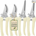 4PACK Pruning Shears, Stainless Steel Garden Shears, Sharp Handhled Gardening Scissors, Bypass & Straight Blade Garden Clippers for Plants, Flowers, Fruits Trees, Gardening Gifts for Women & Men