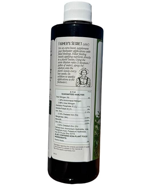Farmer's Secret Hydroponic Booster Fertilizer - Super Concentrated 4-11-8 Formula - Use with Any Hydroponic or Aeroponic System - Great for Herbs, Veggies, Fruits, and More (8oz)