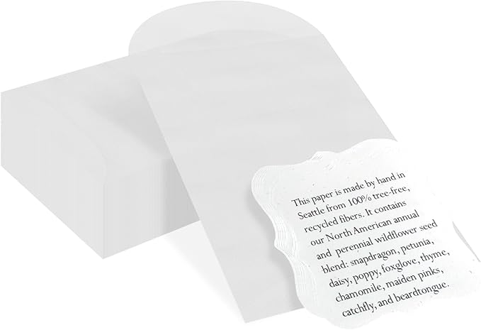 Seed Bloom 50 Sets of Square Planting Guide with Glassine Envelopes – Perfect for Seed Paper Products, Wedding Favors, and Gift Sets (Square Shape)