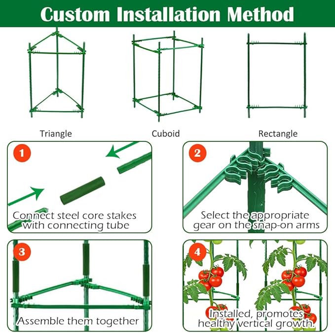 Orgrimmar 4 Pack Tomato Trellis & Cages, Plant Support Stakes for Outdoor Vertical Garden, Climbing Plants, Vegetables, Tomatoes, Cucumbers