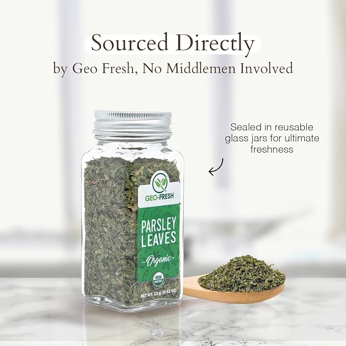 Geo-Fresh Organic Parsley, 0.42 oz (12g), Seasoning | Soups & Salads | Non-GMO, Kosher, 100% Organic, Gluten Free, USDA Certified