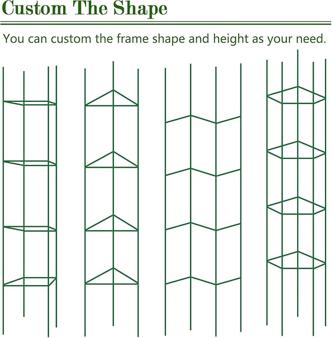 3Pack 12" Width Up to 48" Height Adjustable Square Tomato Cages for Garden, Plant Support Stakes for Climbing Vegetable, Tomatoe, Flower, with Twist Ties Snap-On Stake Arms
