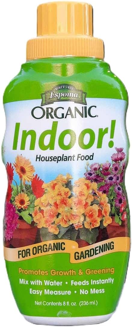 Espoma Organic 8 Ounce Concentrated Indoor Plant Food - Indoor Plant Fertilizer for Large & Small Plants Like Pothos, Fiddle Leaf Fig, Monstera, Snake & Palms - Pack of 4