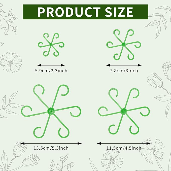 4 Pcs Plant Stem Supports for Indoor Plants, Assorted Sizes Plastic Plant Stabilizer Growth Accessories Plant Stakes Holders for Monstera Potted Climbing Plant (4, Green)