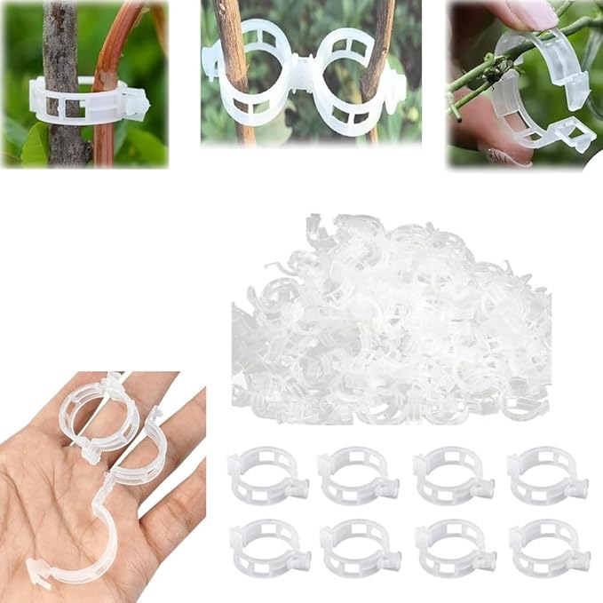 50PCS Plant Support Clips Reusable Tomato Clips Plastic Trellis Clips Garden Clips Secured Plastic Plant Clip for Climbing Plants Tomato Grape Vine Vegetables Plant Fixing Clips, 1.18" Inner Diameter