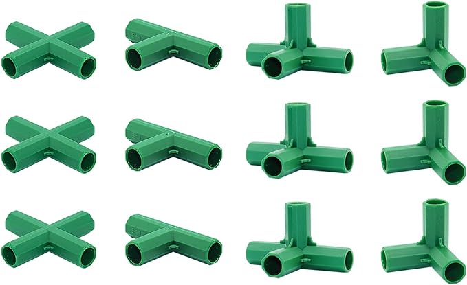 12PCS Fitting 16MM 4 Types Stable Support Heavy Duty Greenhouse Frame Building Connector Suitable for Grape Trellis Sunscreen Shed Gardening