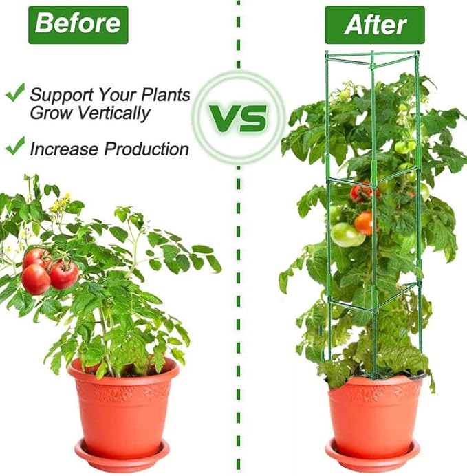 63Inch Tomato Cage for Garden Plant Support, 4Pack Adjustable Tall Tomato Cages Garden Stakes, Tomato Trellis for Pots, Tomato Cage Plant Trellis for Raised Garden Bed Climbing Plants Flowers