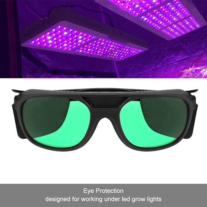 LED Grow Room Glasses UV Protection Eye Protection LED Illuminated Green Lenses Indoor Hydroponic Grow Room Glasses with Case