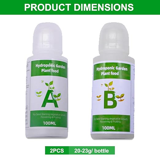 2 Bottles Hydroponic Nutrients 20-23g/ Bottle Hydroponic Plant Food A and B for Indoor Plants, Vegetables, Fruits and Flowers