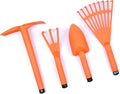Mintra Garden Tool Set, 4 Piece Heavy Duty Gardening Tools Including Cultivator, Trowel, Shovel & Rake, Durable Poly Material & Non-Slip Handle, Garden Hand Tools Set for Gardening Gift, Orange