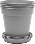 Mintra Home Garden Pots 4pk - Flowers, Herbs, Plants, Indoor, Outdoor, Colorful, Wholesale, Bulk (Grey, 15cm Diameter (5.9in))