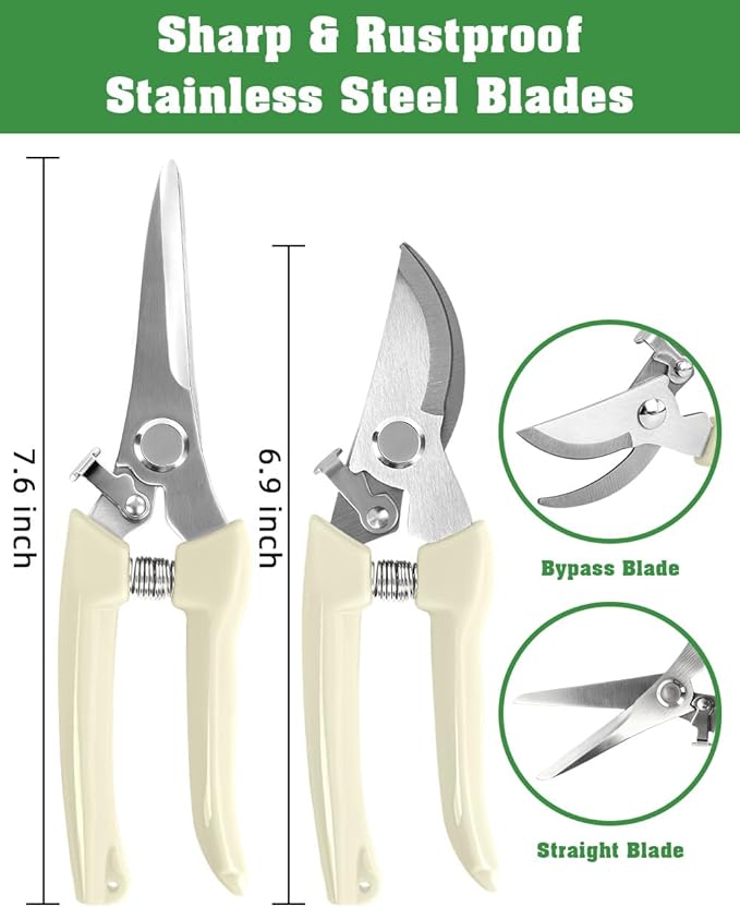 4 Pack Garden Shears, Stainless Steel Shears Gardening Tools, Scissors, Garden Clippers, Pruning Shears (White)