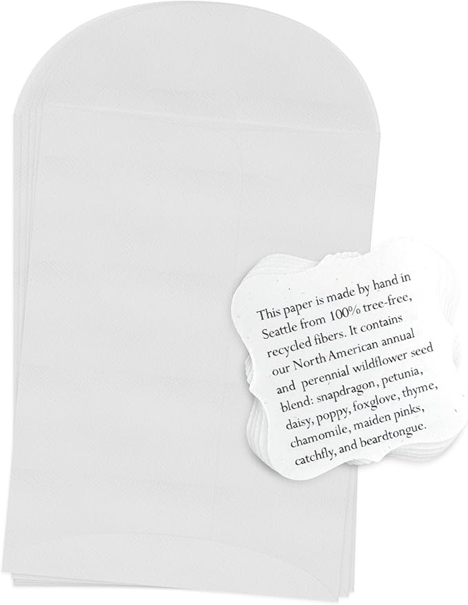 Seed Bloom 15 Sets of Square Planting Guide with Glassine Envelopes – Perfect for Seed Paper Products, Wedding Favors, and Gift Sets