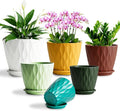 Plant Pots, Self Watering Planters with Drainage Holes and Trays, Flower Pots for Indoor Outdoor - 6 Pack(4/5/6/6.5/7/8 Inch) (Colorful)