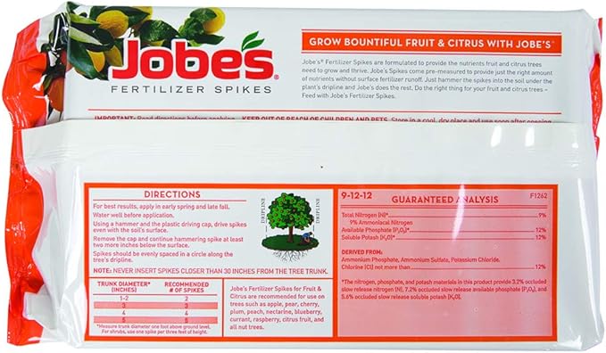 Jobe’s Garden Fertilizer Spikes, Easy Plant Care Slow Release Fertilizer for Fruit and Citrus Plants and Trees, 15 Count