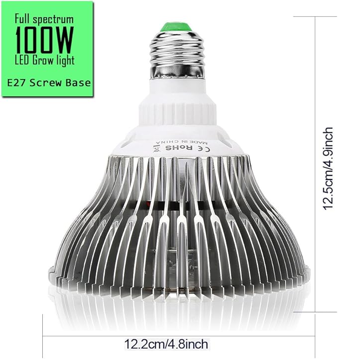 highydroLED 100W Led Grow Light Bulb Full Spectrum,Plant Light Bulb with 150 LEDs for Indoor Plants,E26/E27 Socket,Grow Lamp for Hydroponic Indoor Garden Greenhouse Succulent Veg Flower