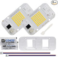 2PCS AC110V 50W Solderless AC Led Chip with LM283B+ Diode 6000K Led Panel with Bracket, Thermal Grease, Scraper for DIY Hydroponic Grow Lamp, Floodlight, Street Light (LM283B 6000K)