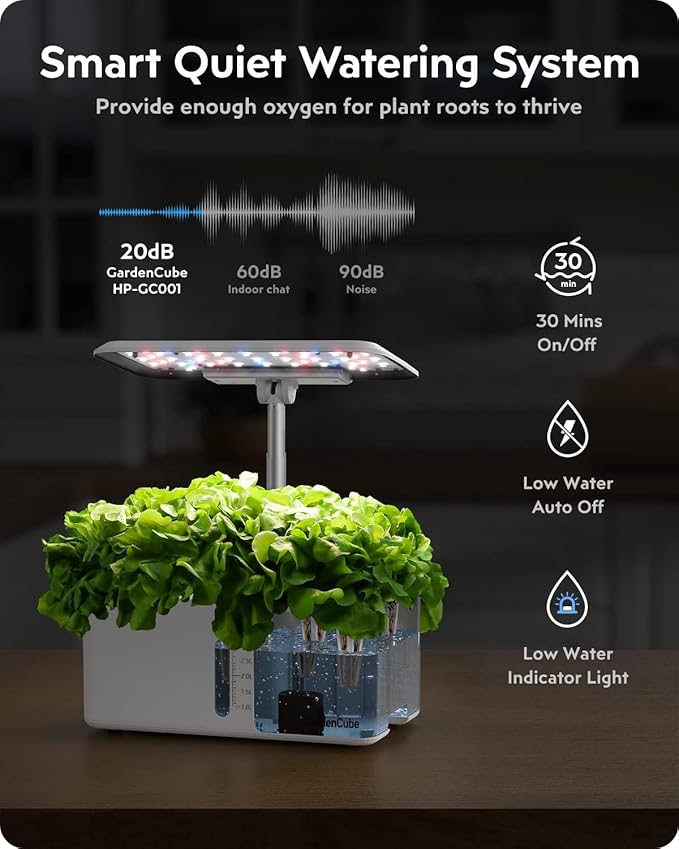 LED Grow Light Replacement for GardenCube Hydroponics Growing System Kit - 24W Full Spectrum, Adjustable Angle &Height (White)