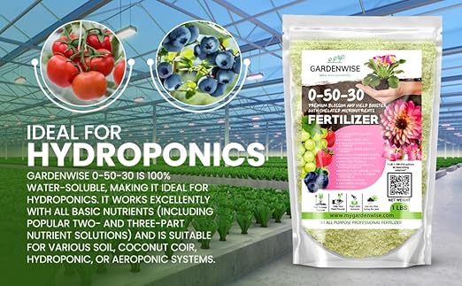 0-50-30 Universal Premium Bud and Bloom Booster Increases Flowering & Yield, for Use in Soil and Hydroponics, Super Concentrated Flower Fuel (1 LBS)