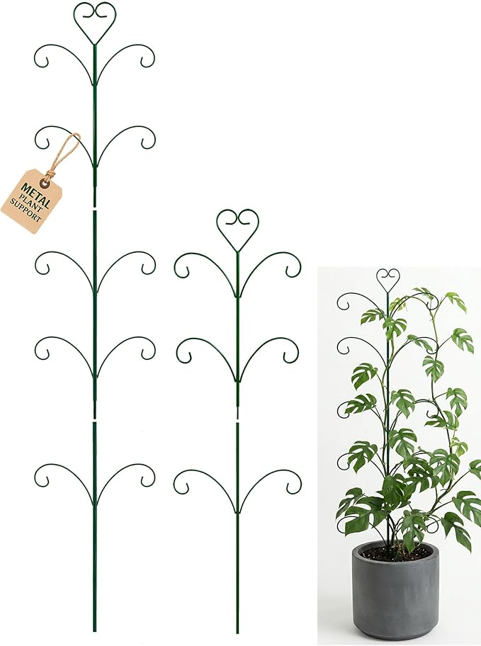 2 Pack Monstera Plant Support, 31” & 46” Adjustable Steel Plant Stakes for Indoor & Outdoor Use, Garden Plant Support for Climbing Potted Plants