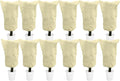 EAONE 12 Pack Plant Covers Freeze Protection, 32x47'' Winter Frosts Cloth for Outdoor Plants, Reusable Frost Blankets Drawstring Bags for Cold Freeze Sun Protection Bird Insect Prevention,Beige