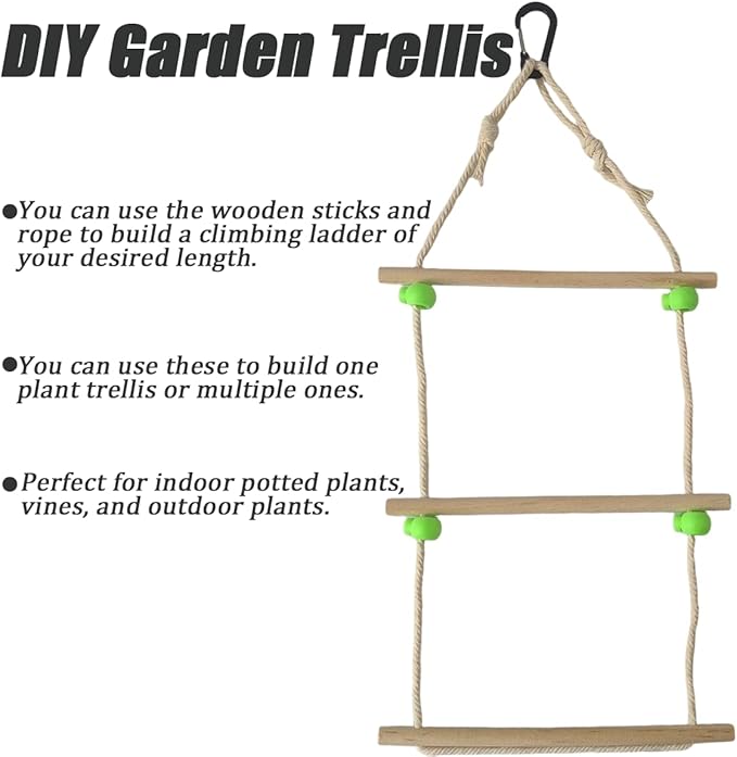 Wooden Ladder for Plants,DIY Indoor Outdoor Plant Ladders, Easy to Install,Garden Trellis for Climbing Plants Indoor,Modern Design for Home & Garden Use