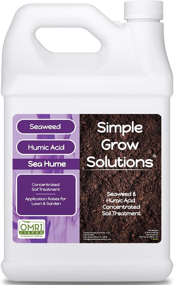 Sea Kelp for Lawn & Plants- OMRI Listed for Organic Use- Seaweed Soil Treatment for Turf Grass & Garden- Sea Hume- Simple Lawn Solutions (1 Gallon)