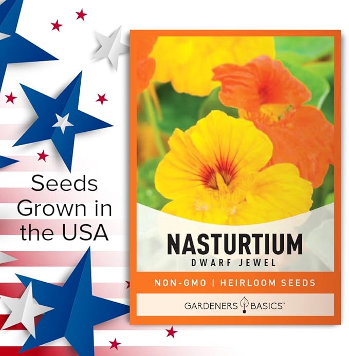 Gardeners Basics, Nasturtium Flower Seeds for Planting (Dwarf Jewel) - Edible Flower Open Pollinated, Non-GMO Annual Flower Seed for Flower Gardens