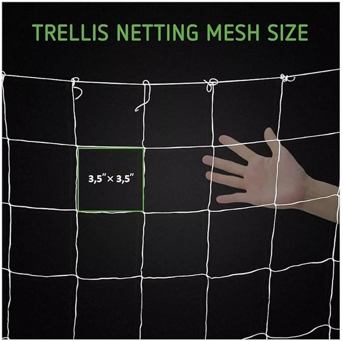 Plant Trellis Netting 5 * 30FT 3.5 Mesh Heavy-Duty Polyester Grow Net, Garden Trellis Netting with Square Mesh for Climbing Plants, Vegetables, Fruits and Flowers
