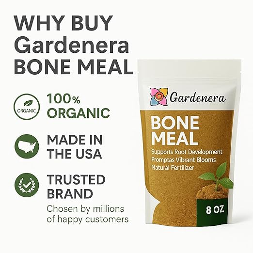 𝐁𝐄𝐒𝐓𝐒𝐄𝐋𝐋𝐄𝐑 Organic Bone Meal Fertilizer by Gardenera (4-12-0 NPK) All-Natural Plant Food Source of Nitrogen and Phosphorus for Bulbs, Gardens, Potted Plants, Trees, and Shrubs - 1 Quart