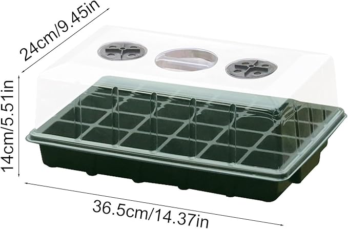 Seed Starter Trays with Humidity Domes, Reusable Plant Germination Kit for Microgreens, Herbs & Indoor Gardening, Clear Vented Lids, Fast Seedling Growth & Durable Design