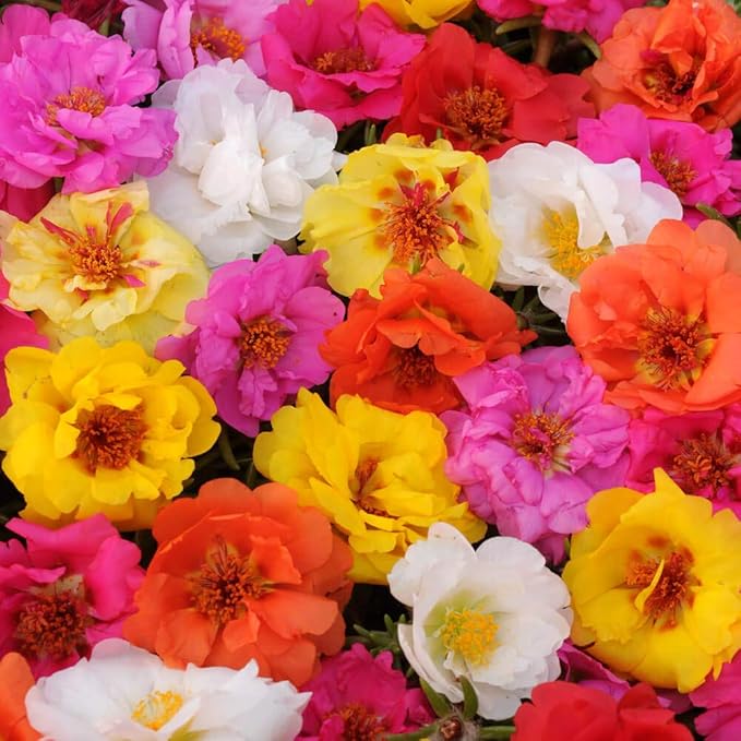 Outsidepride Mixed Moss Rose Seeds - 500 Pcs Annual, Drought & Heat Tolerant, Pollinator Friendly Ground Cover Seeds for Planting w/Vibrant Blooms & Succulent Foliage, Ideal for Xeriscaping