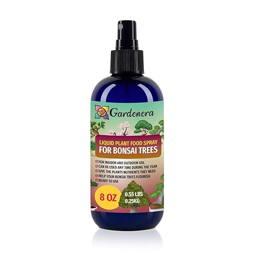 Gardenera Professional Bonsai Tree Superfood Spray Mist for Home Gardening | Micro-Fungi Enriched Fertilizer Mist for Healthy Leaves & Growth | 18 Essential Vitamins & Minerals for Bonsai - 8oz