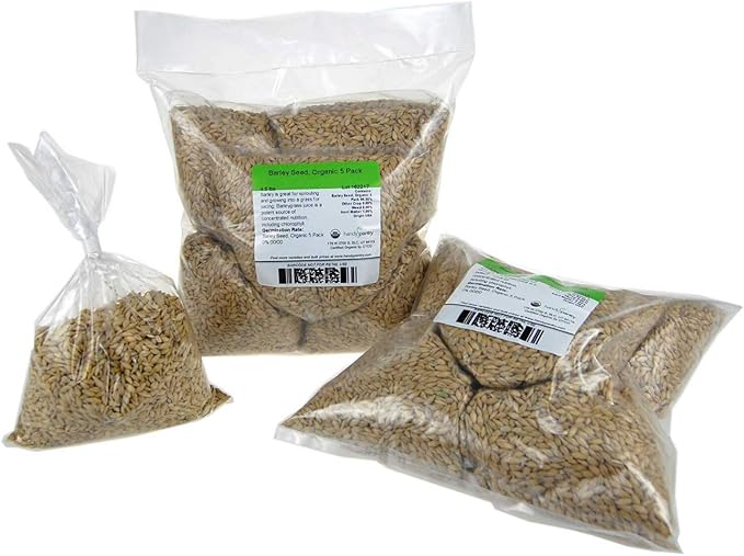 Organic Barley Seeds - 9 Lbs in Pre-Measured Bags for 10x20 Trays - Whole (Hull Intact) Barleygrass Seed - Ornamental Barley Grass, Juicing