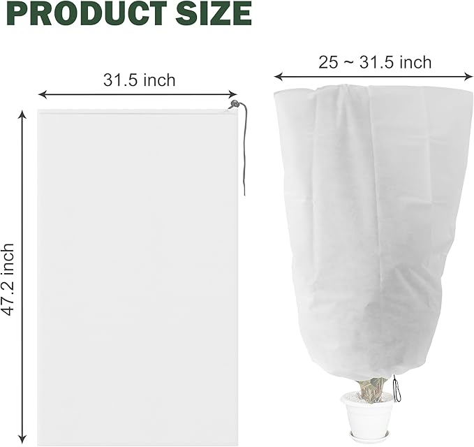 Alpurple 6 Packs Winter Zipper Plant Covers - 47" X 31.5" Warm Plant Protection Cover Bags, Frost Cloth Blanket Protecting Fruit Tree Potted Plants from Freezing Animals Eating