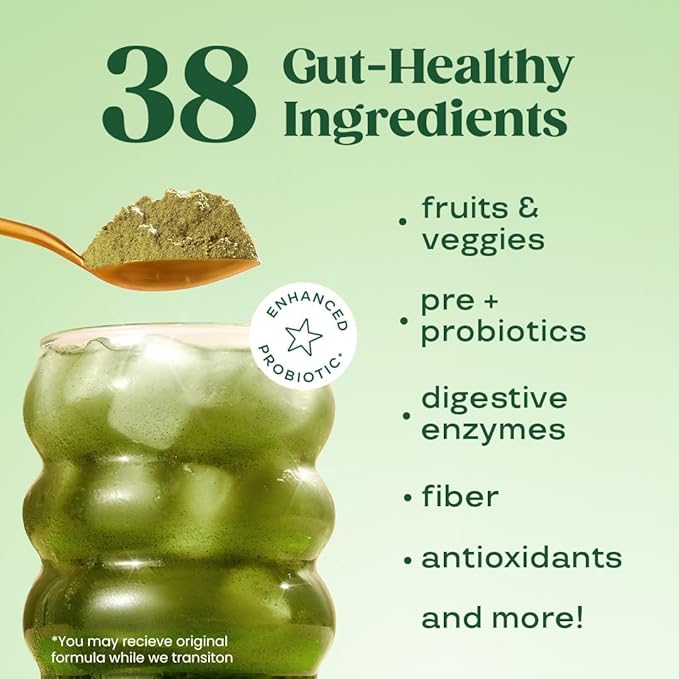 Bloom Nutrition Greens and Superfoods Powder for Digestive Health, Greens Powder, Digestive Enzymes, Probiotics, Spirulina, Chlorella for Bloating & Gut Support, Green Juice, 30 SVG, Strawberry Kiwi