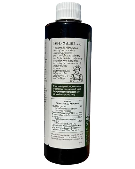 Farmer's Secret Palm Tree Booster Fertilizer - Super Concentrated 4-15-12 Formula - Formulated for All Types of Palm Trees at All Life Stages - Outdoor and Indoor/Container Trees (8oz)