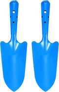 HARFINGTON 2pcs Mini Colorful Metal Hand Shovel 11" x 3" Digging Trowel Set Transplanting Garden Tools for Flower Soil Digging Planting Weeding Transplanting Garden, Blue