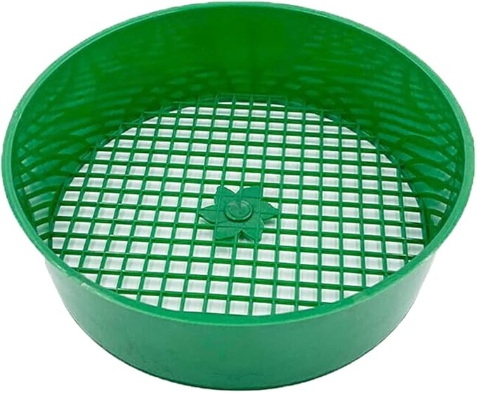 Green Round Garden Sieve Riddle Stone Sand Seedling Mesh Sieve Garden Tools For Compost Soil Stone Mesh Garden Tool Seed Sifting Sieve Planting Accessories Seed Sifting Sieve
