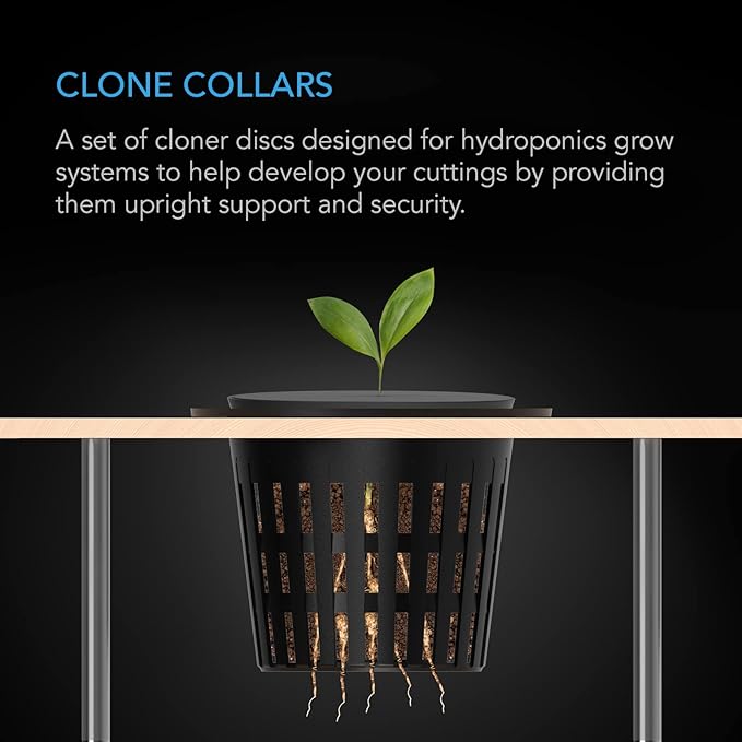 AC Infinity Clone Collar 2-Inch, Cloner Inserts with 8-Spoke Design, 100-Pack for Use with Net Cups in Hydroponics Growing Systems, Aeroponics, Cloning Machines, and Home Gardening