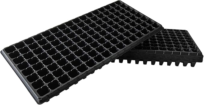 RooTrimmer 10Pcs 128 Cell Seed Starter Trays, Thick Durable Nursery 128 Cell Plug Tray Seedling Flat Plastic Shallow Tray for TD538 1020 Trays (21.26", 11.02", Deep 1.89"), GGBQ128