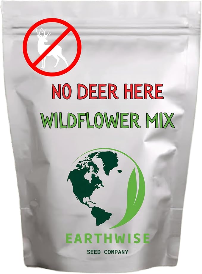 Earthwise No Deer Here Wildflower Mix – 1/2 lb – Deer-Resistant, Easy-Grow Wildflower Seeds – Covers 750 sq. ft.