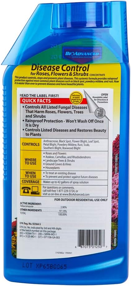 BioAdvanced Disease Control for Roses, Flowers and Shrubs, Concentrate, 32 oz, 42 Gals of Spray