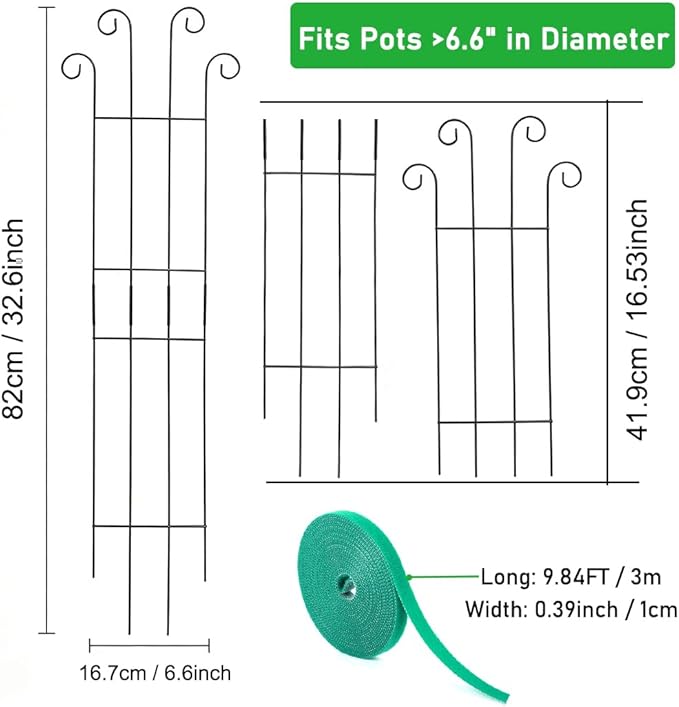 32.6inch Plant Trellis for Pot Climbing Plants Indoors & Outdoor, Garden Trellis for Potted Plants, Rust-Proof Metal Sturdy Yet Gentle Climbing Stakes Support for Ivy Pothos Hoya Monstera (2pcs)
