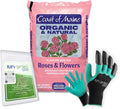 Coast of Maine RF3500 Rose & Flower Planting Soil 20 qt with My Garden Pool 7-in-1 Soil Test Strips, 20 ct. and Claw Gardening Gloves