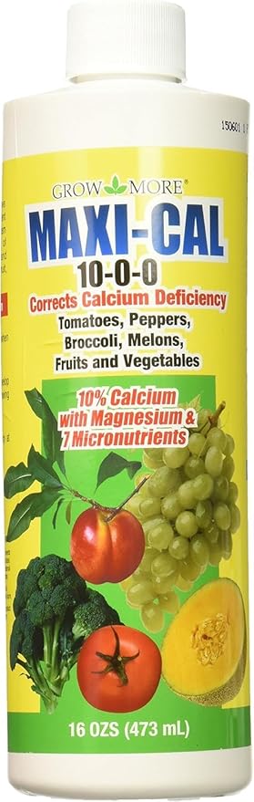 Grow More Maxi-Cal (10-0-0) - 16oz of USA-Made Calcium Nitrate Fertilizer - Provides Nitrogen & Liquid Calcium for Plants, Fruits, & Vegetables - Blossom End Rot & Root Rot Treatment